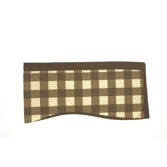 1 Cotton Canvas Plaid Buffalo Valance Curtain Brown Tan Beige Farmhouse Check - Picture 4 of 6